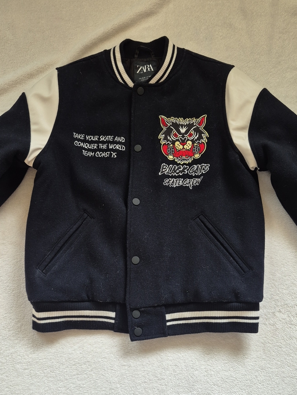 ZARA Kids Navy & Cream Varsity Jacket